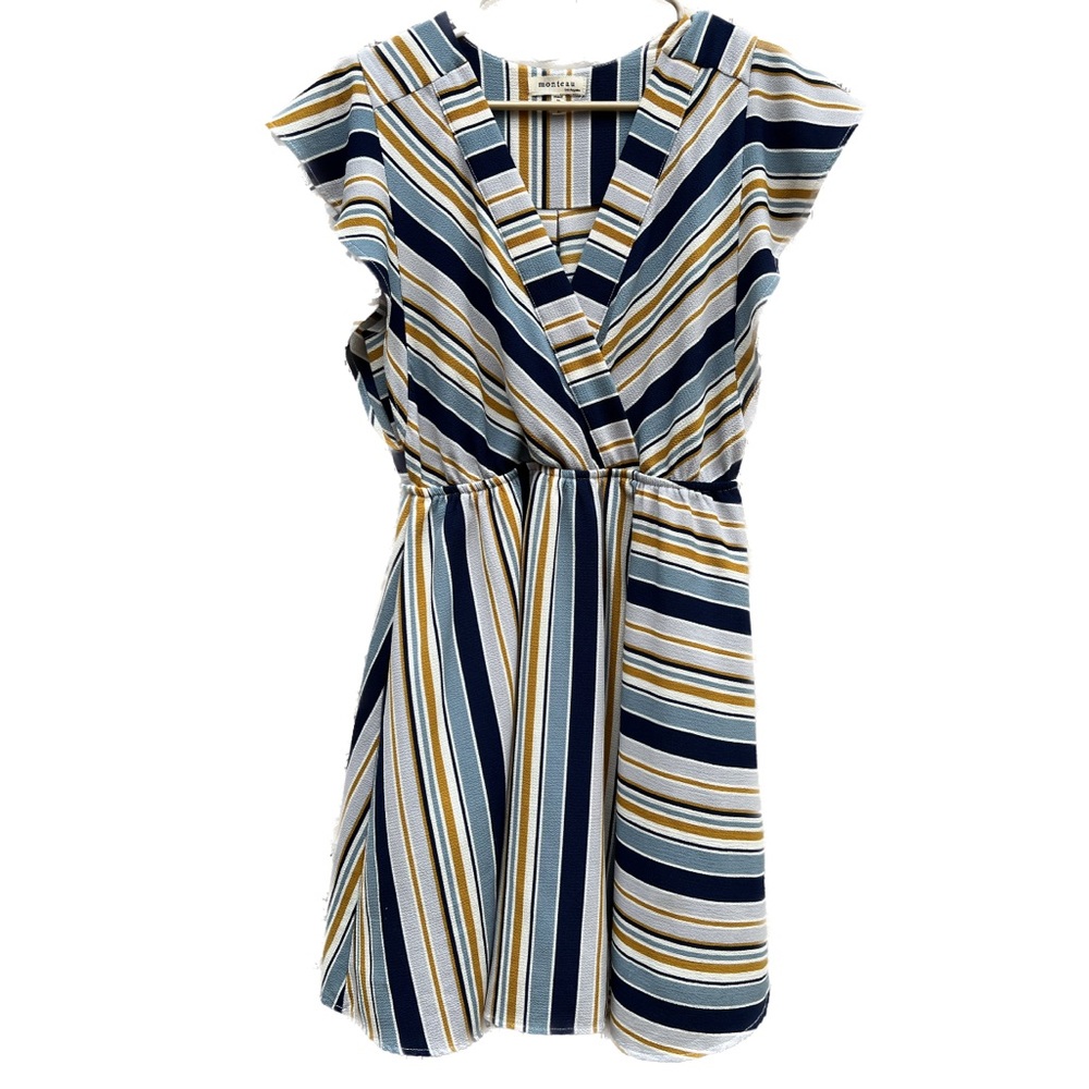 Monteau Blue/Yellow/White Striped Dress